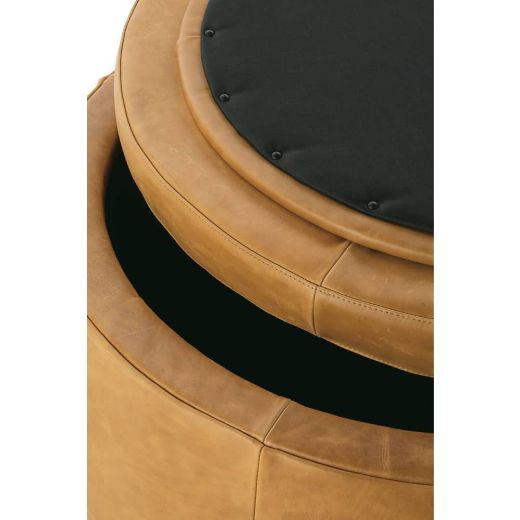 Picture of Cyrus 20" Round Leather Storage Ottoman