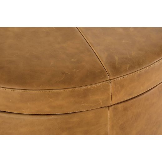 Picture of Cyrus 20" Round Leather Storage Ottoman